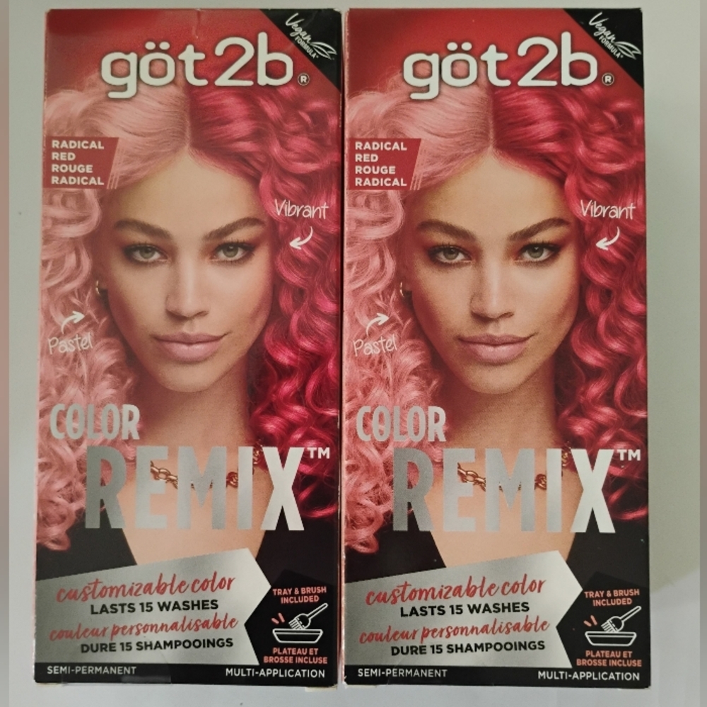 2 Got2b Color Remix Semi-Permanent Hair Color Kit 092 Radical Red Dye 2 Box